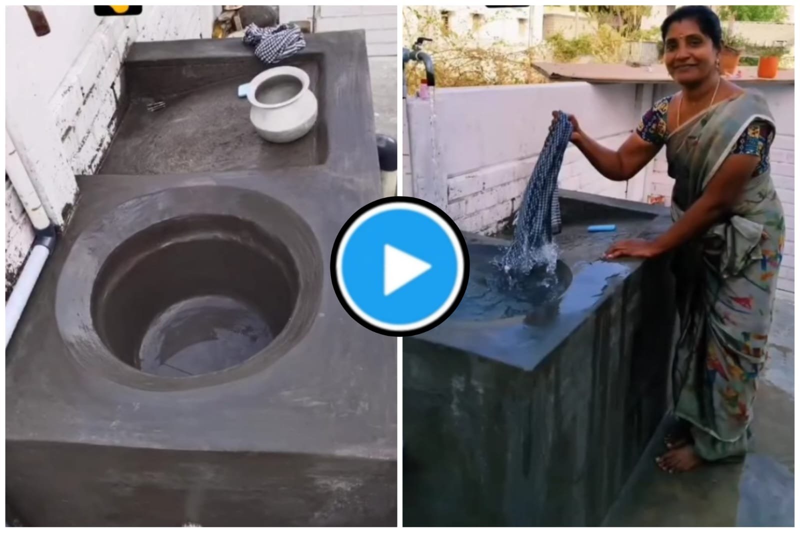 Video of Mahila Ke Jugaad: Now the washing machine is retired, Jugaad prepared from brick and cement