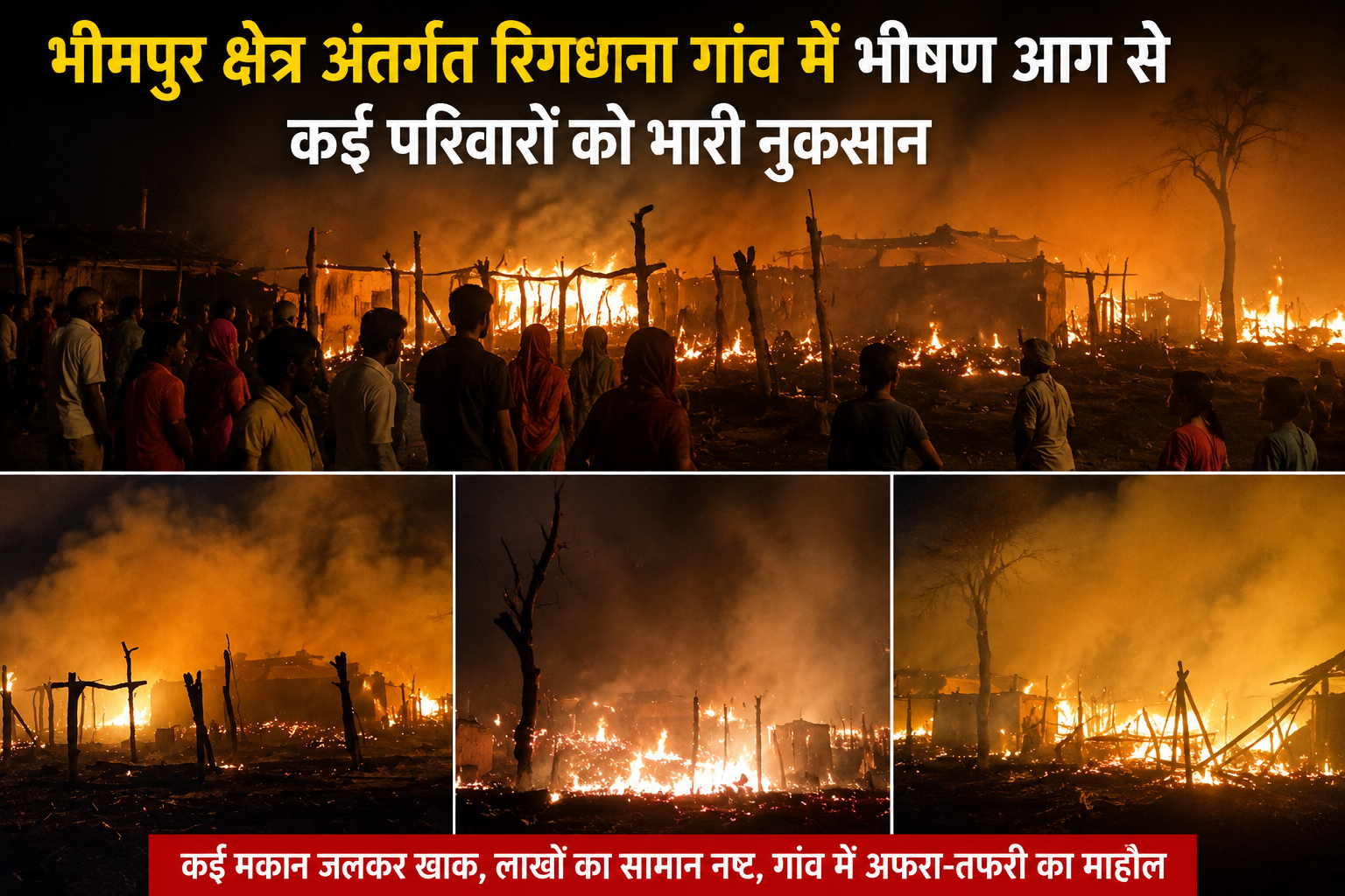 Betul Fire News | बैतूल के रिंगढाना गांव में भीषण आग से भारी नुकसान, आदिवासी परिवारों के कई घर जलकर खाक