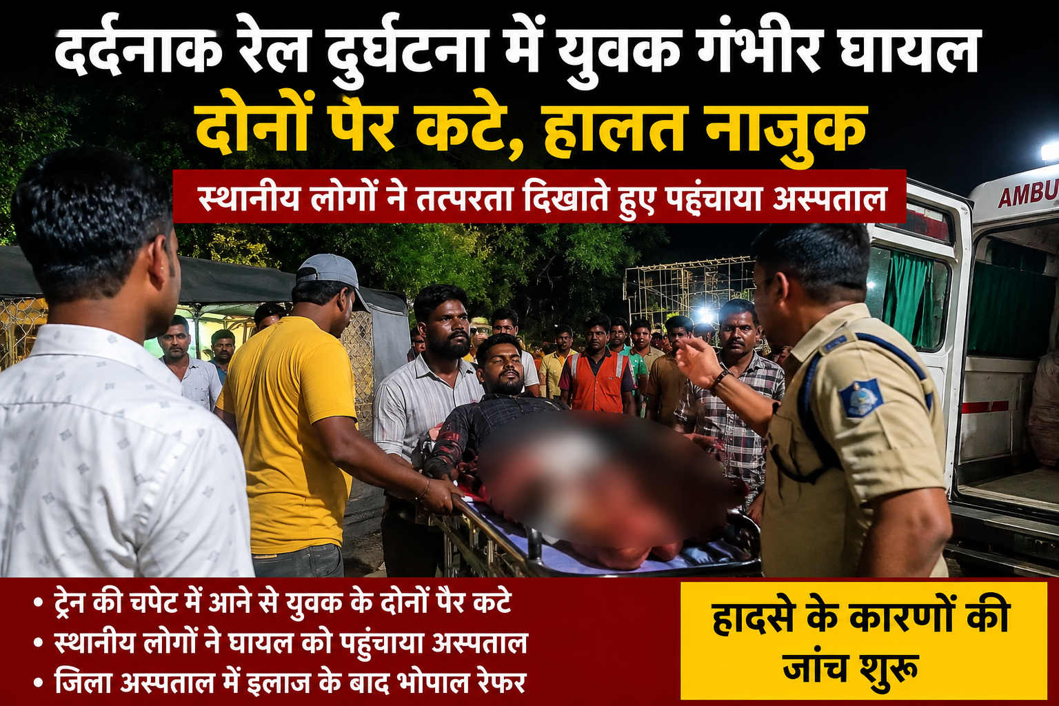 Betul Railway Accident | बैतूल में दर्दनाक रेल हादसा: ट्रेन की चपेट में आने से युवक गंभीर घायल, दोनों पैर कटे